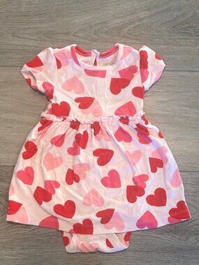 NWOT Carter's Pink and Red Heart Design Baby Dress